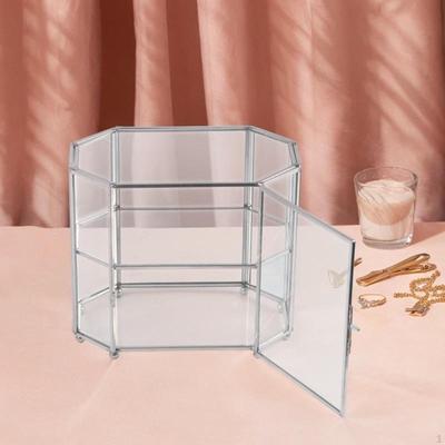 Geometrische Schmuck Display Organizer Box Zimmer Dekoration Zarte Multi Schicht Design Glas