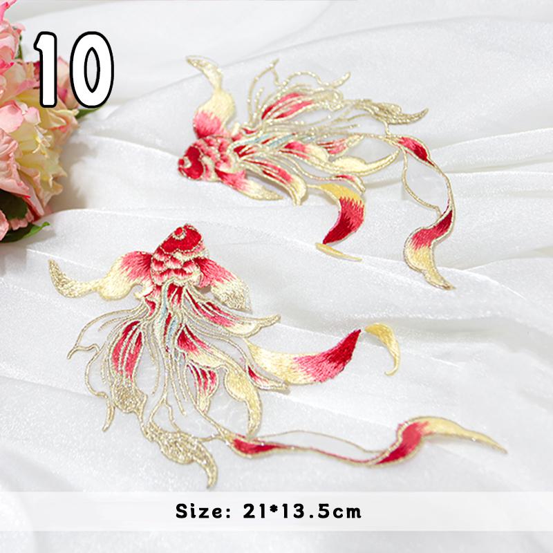2 Pcs Chinese Style Koi Fish Embroidery Cloths Patch Cheongsam Qipao Hanfu DIY Patches Applique Cloth Stickers Accessories