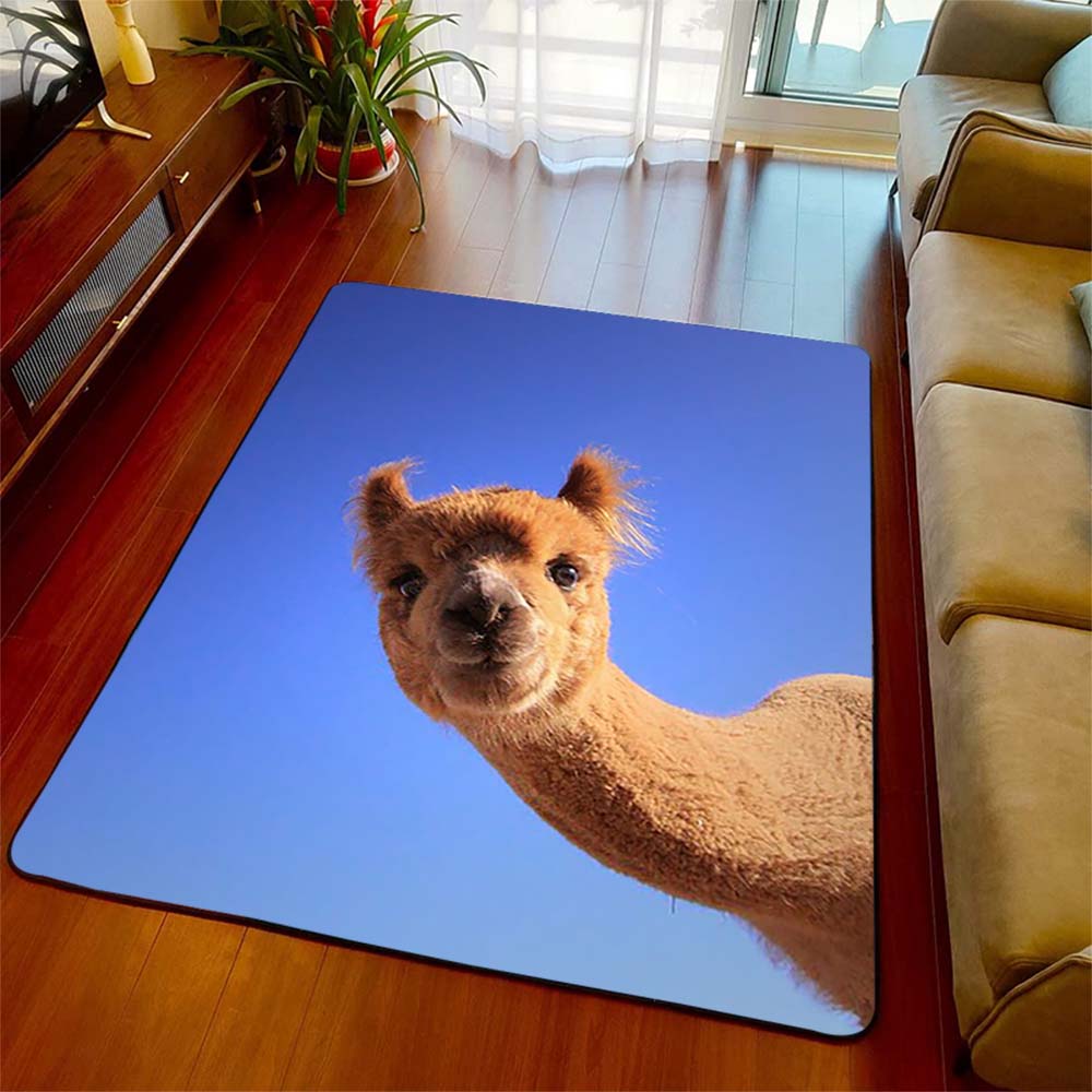 Alpaka 3D-Druck Teppich Tier Dekoration Teppich Matte lustige Geburtstag für Freund Wohnzimmer Schlafzimmer Kinderzimmer Teppiche Matte Home Decor