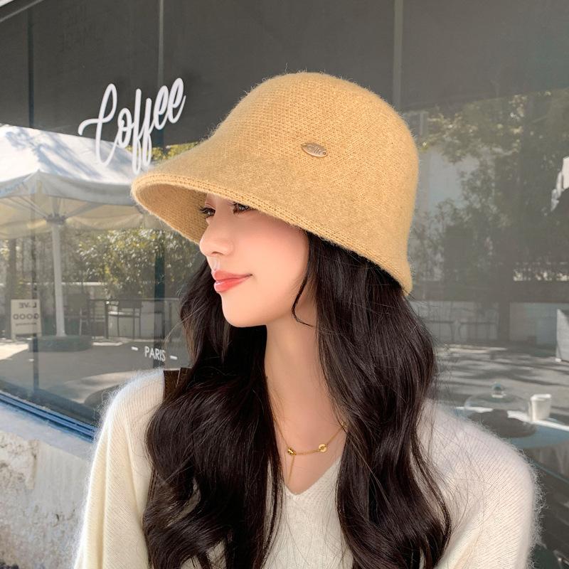 Japanese Wool Knitted Bucket Hat, Versatile In Autumn And Winter, Fashionable And Warm, Retro, Showing Small Face And Elegant Basin Hat Woman