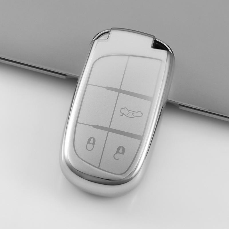 

European & American Jeep Compass, Renegade, Grand Cherokee Liquid Silver Key Cover