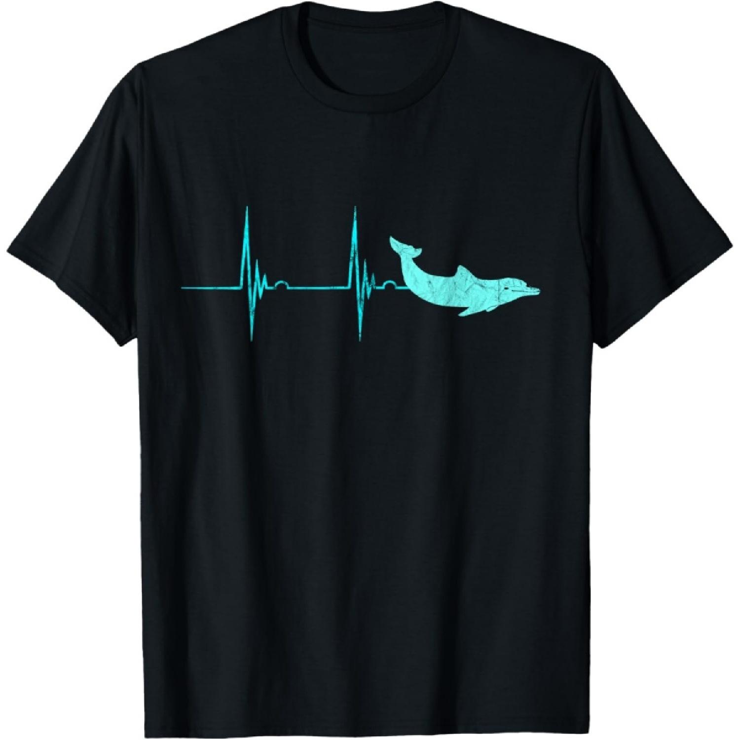 

Bottlenose Dolphin Heartbeat Mammals EKG Pulse Ocean T-Shirt XXXXXL чорний