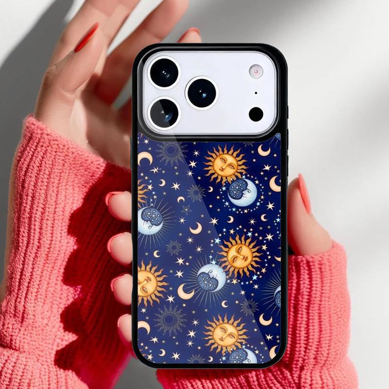 Funny Sun Moon Face soft Phone Case for iPhone 17 16 15 14 13 Pro Max Back Cover for 12 11 Pro Coque