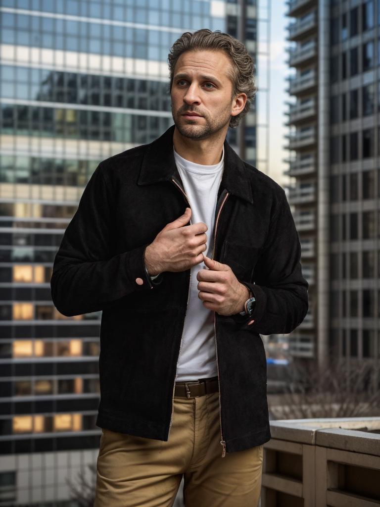 Men s Suede Plush Zipper Jacket - New Spring/Autumn Solid Color Casual Cardigan L чёрный