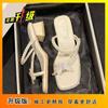 Rhinestone Bow French Fairy Wind 2025 Summer New Mezzanine High Heel Sandals Women's Retro Thick Heel Cold Slippers