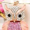 Süßer Eulen Strass Schlüsselanhänger für Damen Mädchen Kunstkristall Tier Schlüsselring Anhänger für Geldbörsen Handtasche Rucksack