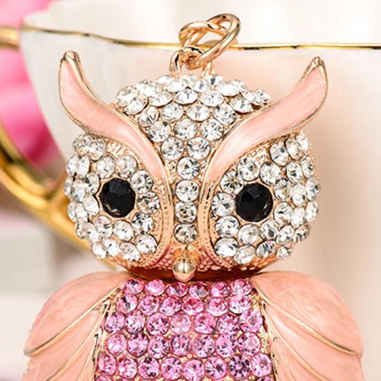 Süßer Eulen Strass Schlüsselanhänger für Damen Mädchen Kunstkristall Tier Schlüsselring Anhänger für Geldbörsen Handtasche Rucksack