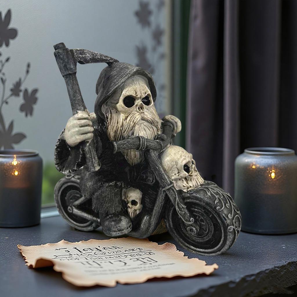 Skeleton Grim Motorcycle Rider Resin Ornament