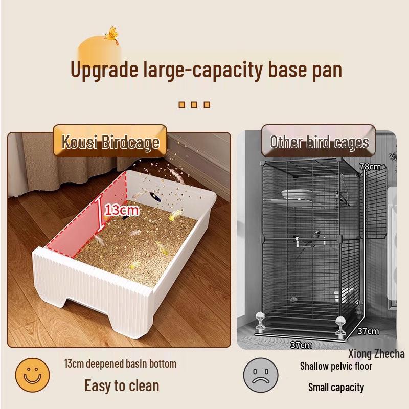 Hao Lei De Zhu Large Anti-Splash Parrot Cage for Cockatiel, Budgie, Lovebird, Sun Conure