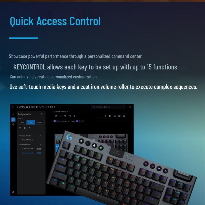 Logitech G915 TKL LIGHTSPEED Low-Profile Wireless RGB Gaming Keyboard