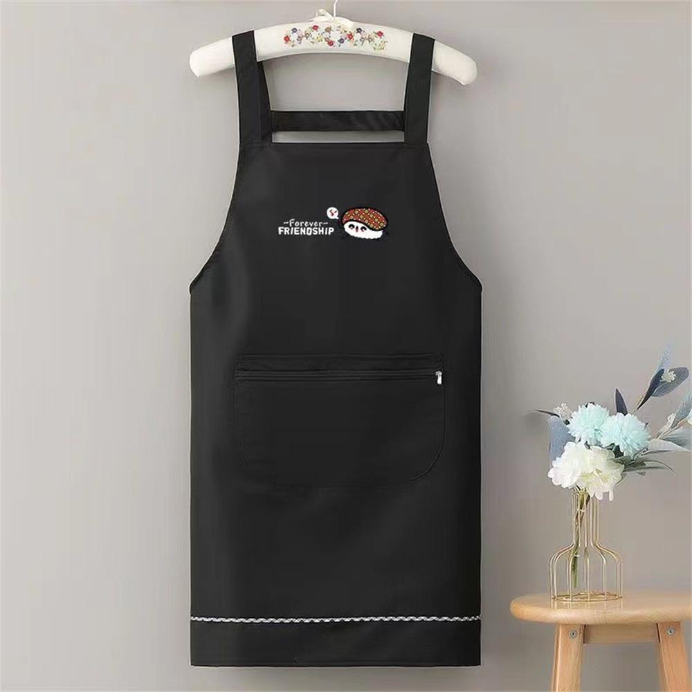 1Pcs Simple Waterproof Apron Wear Resistant Anti-Fouling Anti-Oil Zipper Large Pocket Apron Home Kitchen Apron