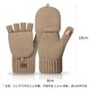 Thickened Women's Leaking Finger Gloves Autumn and Winter Double-layer Velvet Knitted Cold-proof Warm Writing Covered Half-finger Gloves