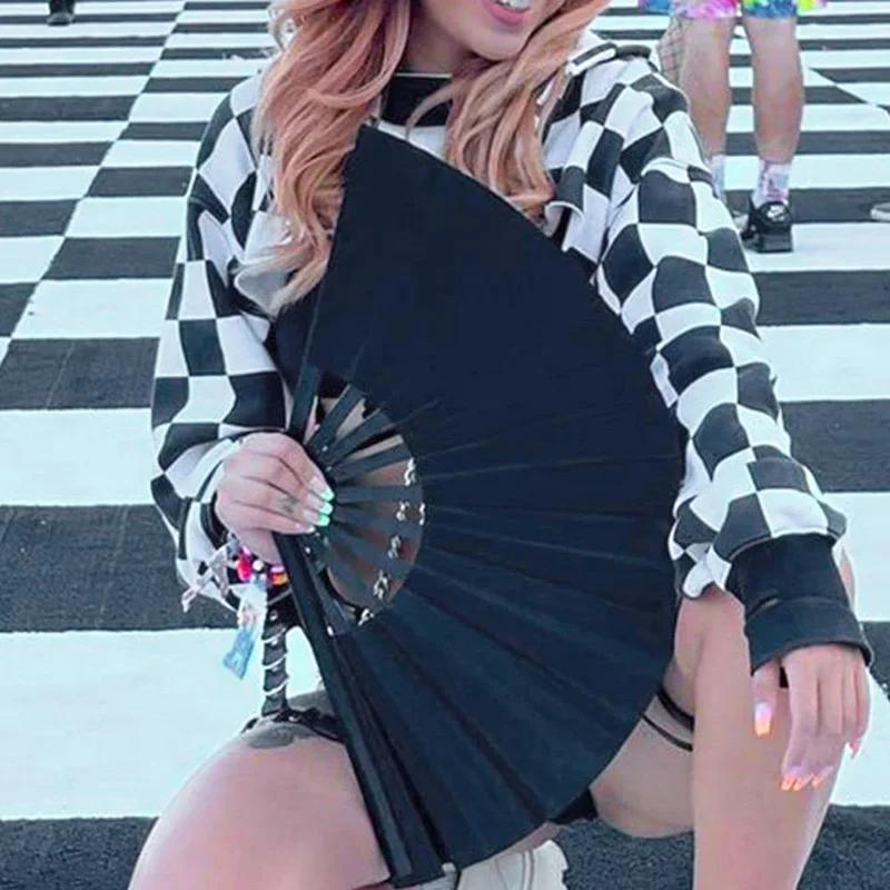 Chinese Martial Arts Kung Fu Fan Tai Chi Dance Fan Plastic Stage Performance Folding Fan DIY Graffiti Solid Color Fan Photo Prop