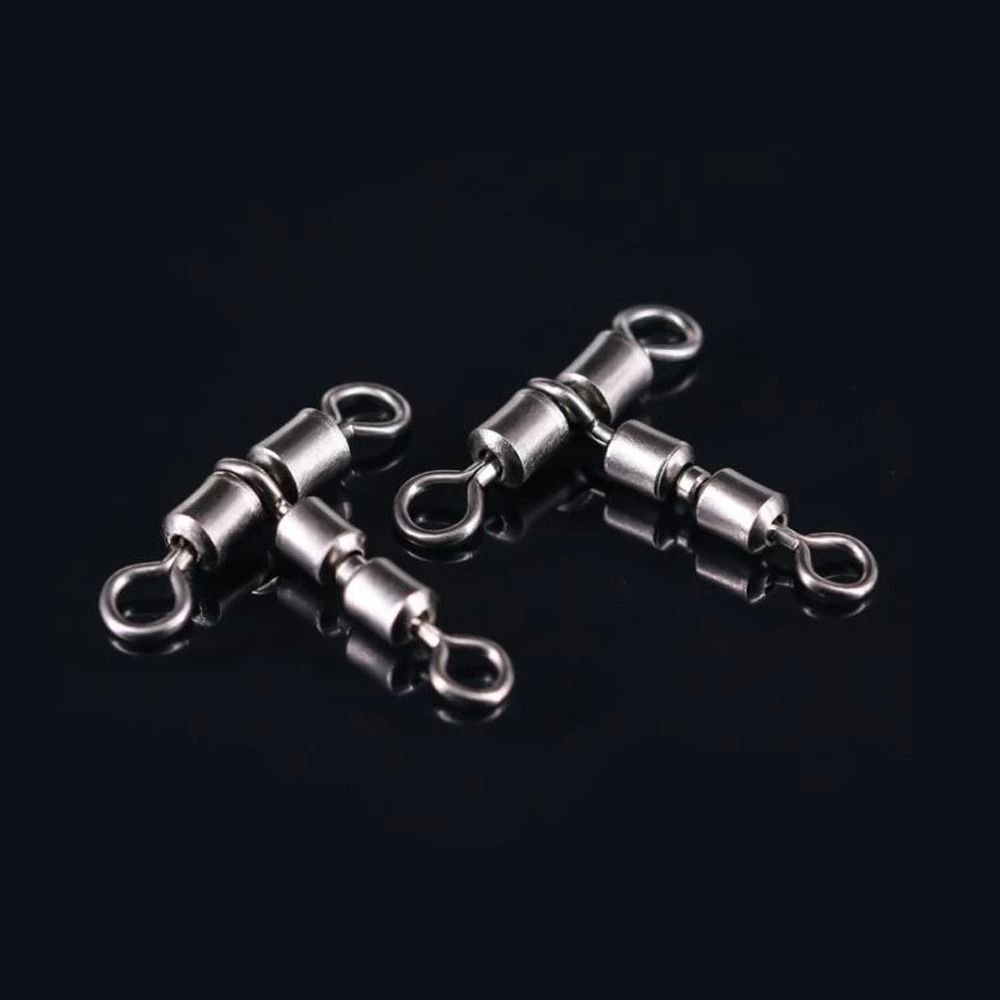 Bearing Rolling Triple Fishing Swivel Fishing Connector Solid Ring Fishing Tackle Solid Connector