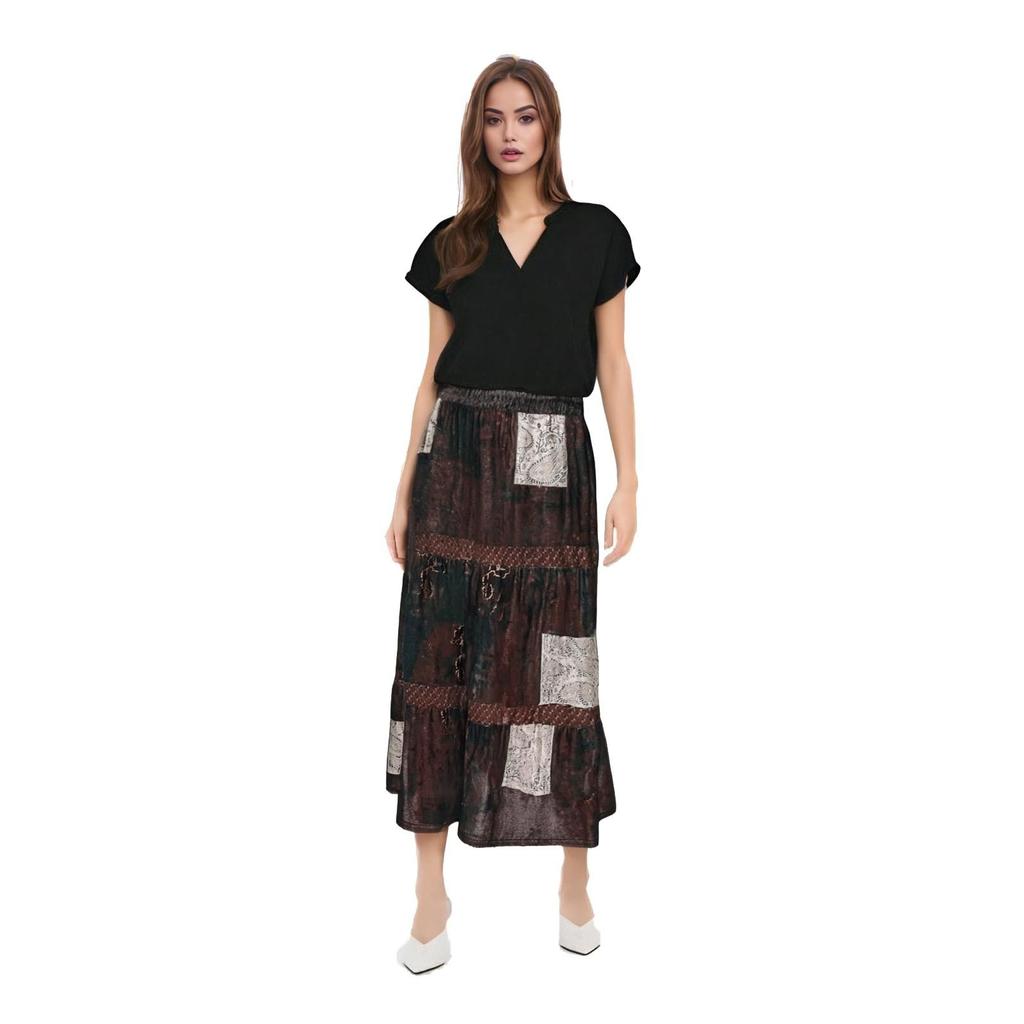 Women's Advanced Sense Of Individuality Ethnic Wind Totem Printed Canary Skirt