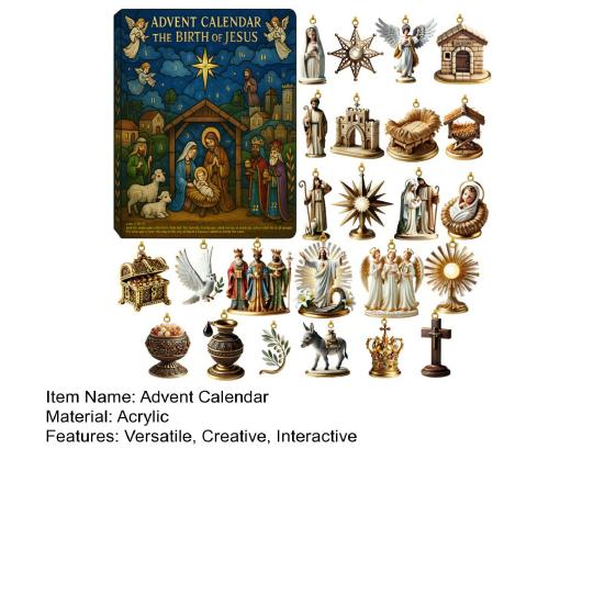2025 Road To Bethlehem Advent Calendar 24 Acrylic Ornaments with Biblical Themes Christmas Tree