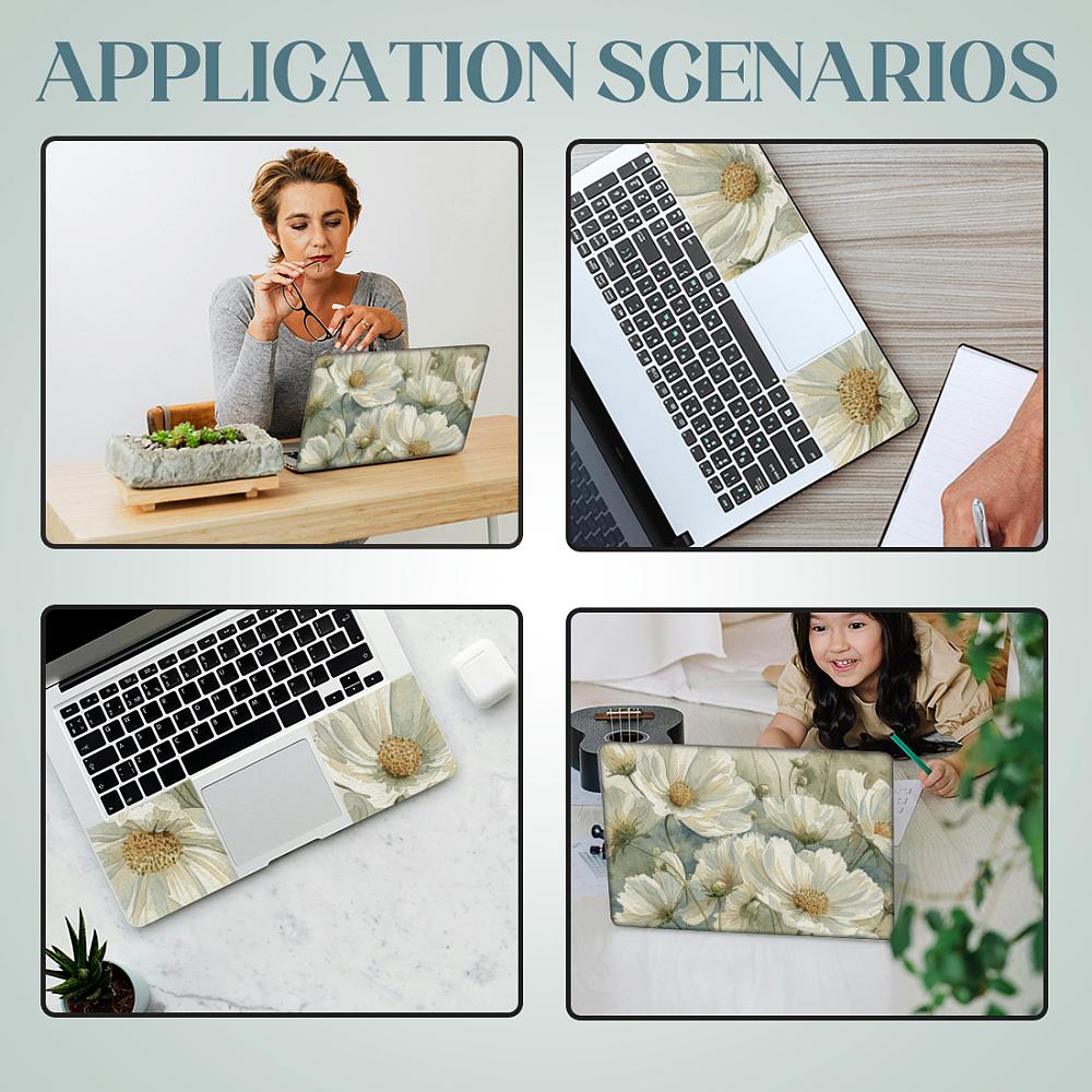 PVC Sticker for Laptop Flower 90~270x120~380mm 3pcs/set