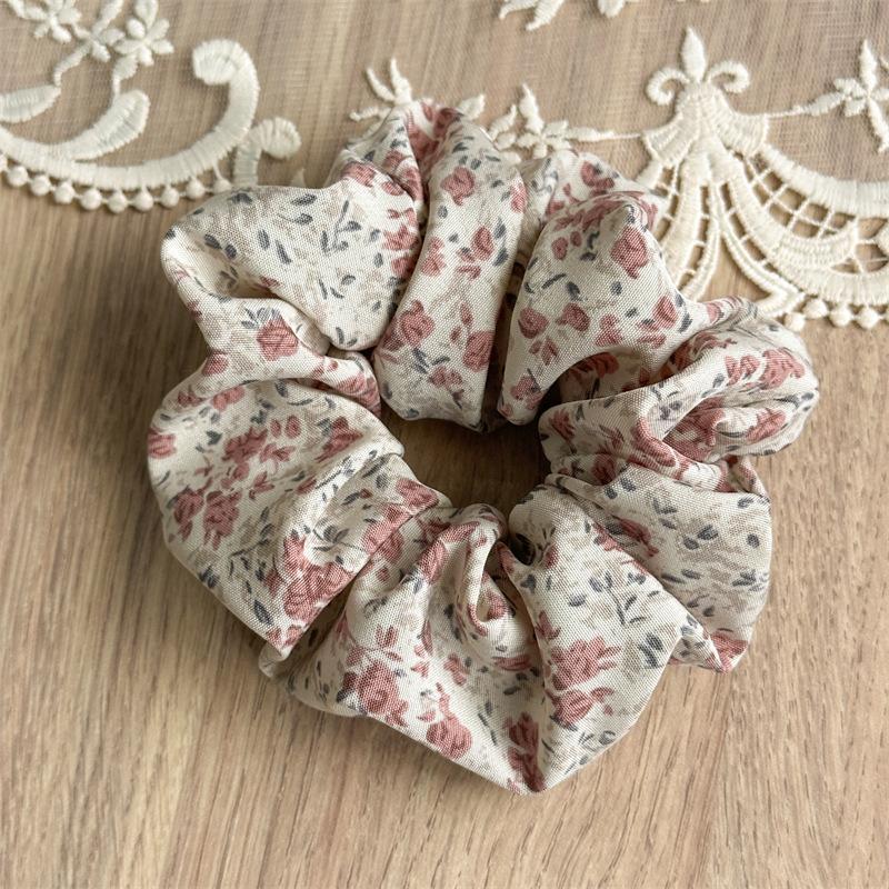 French Retro Floral Ponytail Holders For Women Aesthetic Oil Painting Flower Headbands Versatile Daily Hair Elastic