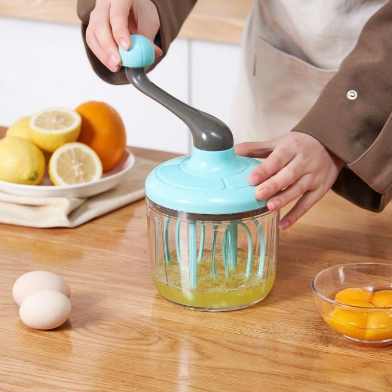 Egg Whisk Plastic Hand Crank Push Whisk Blender Long Crank Multi-Functional Manual Eggs Beater Practical Kitchen Tool