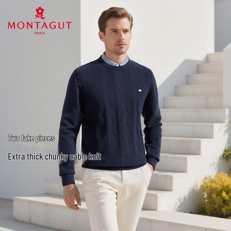 

MONTAGUT Men s Faux Two-Piece Knit Sweater 2XL