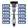 Six-Layer Razor Manual Shaver with Non-Slip Grasshopper Handle