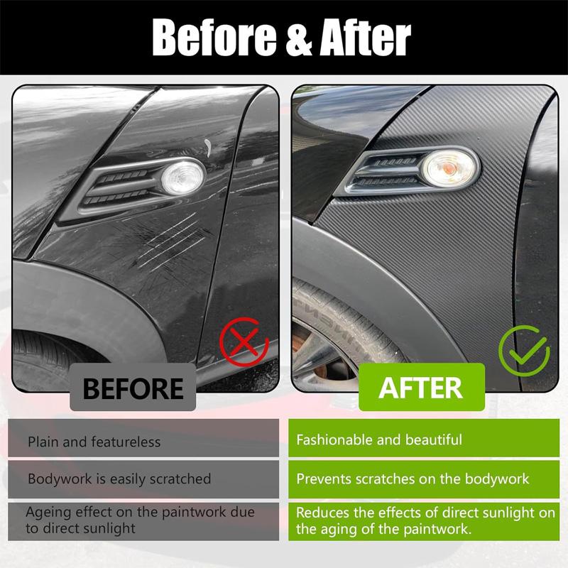 Carbon Fibre Vinyl Wrap Sticker Self-Adhesive Car Door Sill Protector with Scraper Anti Scratch Protective Film for Car Body