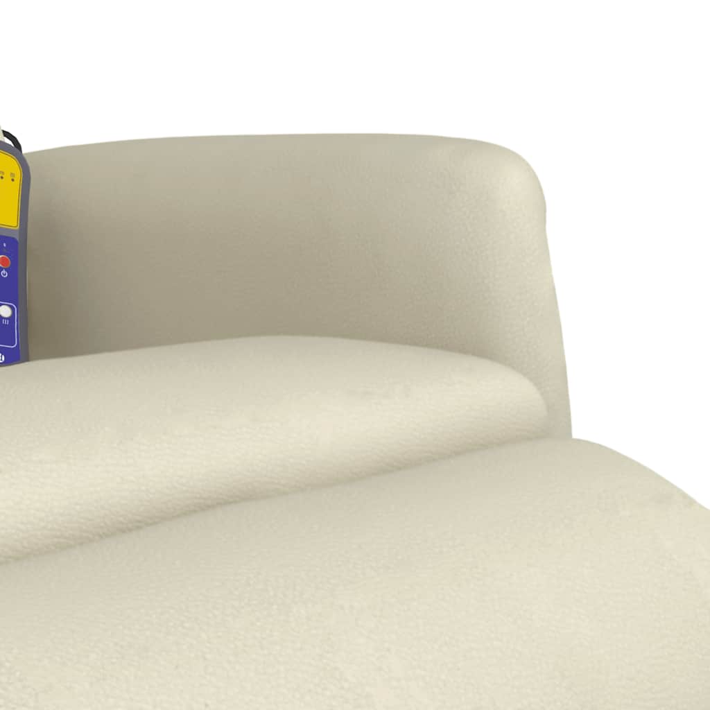 Massage Chair with Footrest Cream Faux Leather