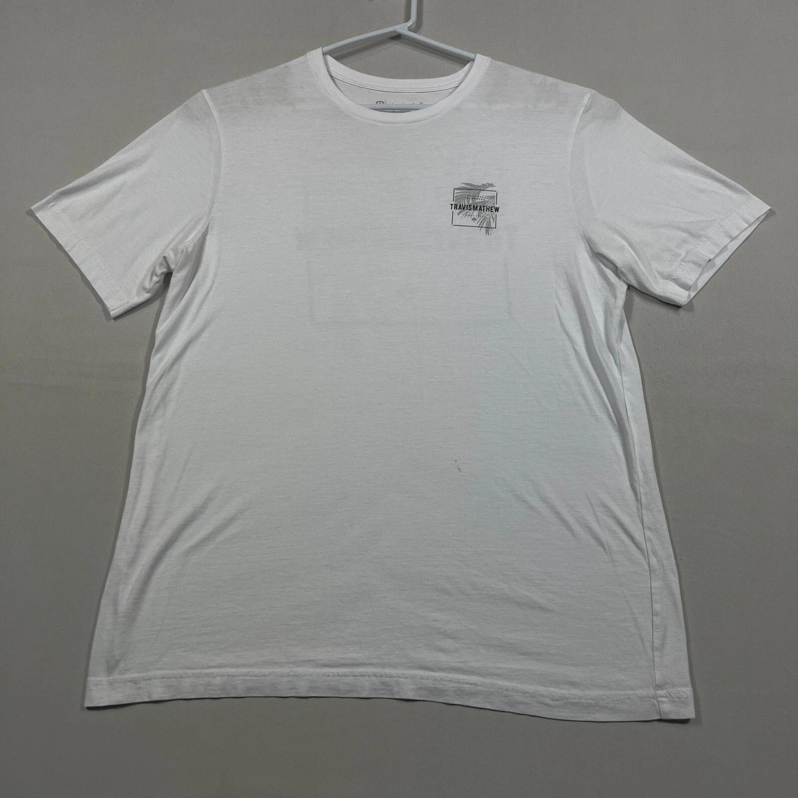 

Travis Mathew Golf White Cotton Crew Neck Casual Tee T Shirt Mens Large L M