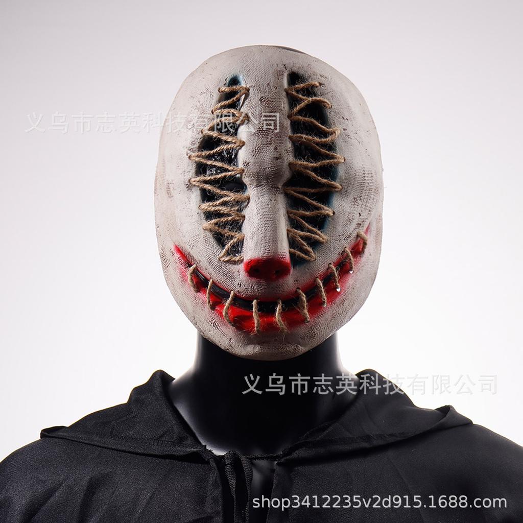 Stitched Clown Mask Handmade Threaded Smiling Killer Ghost Face Mask Halloween Ball Party CO Dress Up Props