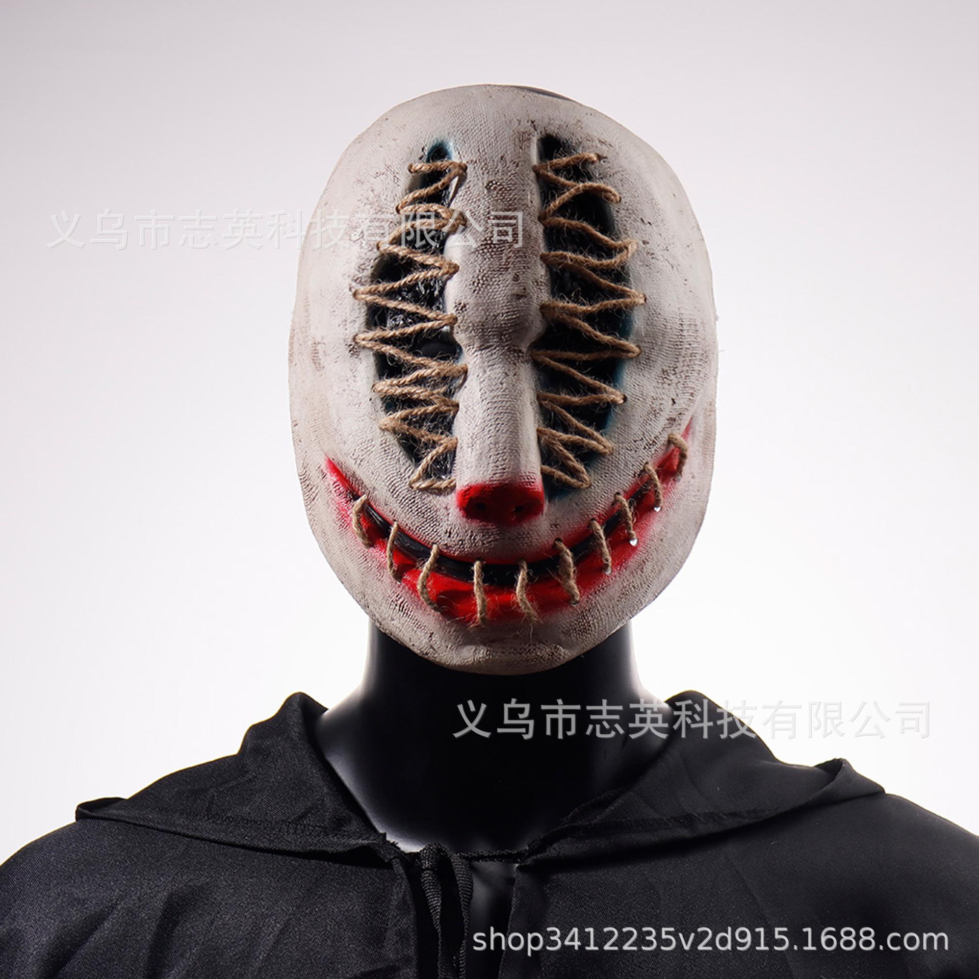 

Stitched Clown Mask Handmade Threaded Smiling Killer Ghost Face Mask Halloween Ball Party CO Dress up props Stitched Clown Mask