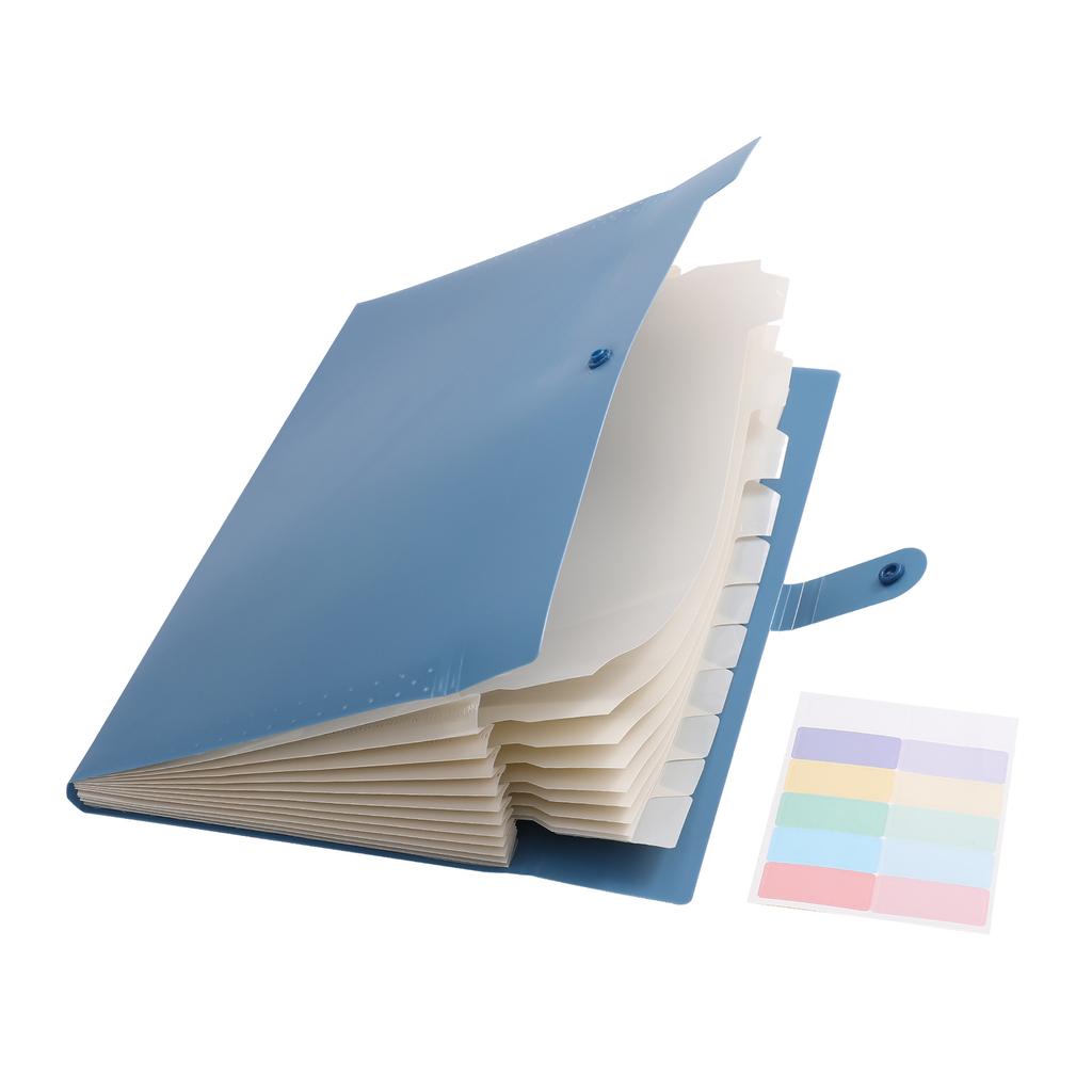 A4 Macaron-Colored PP Accordion Folder Solid-Color Cross-Border 12-Compartment Classified Document Holder Student Exam Paper
