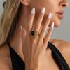 Retro Style Finger Ring, Adjustable Open Geometric Ring, Geometric Asymmetrical Knuckle Ring, Vintage-Style Irregular Resin Finger Band