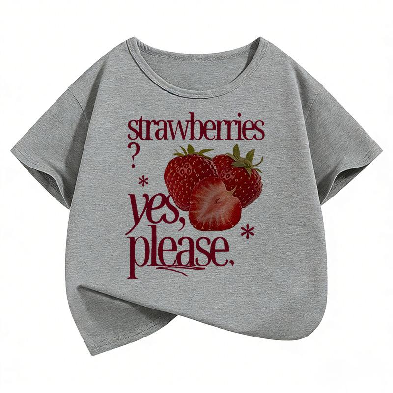 90s Strawberry Graphic Kids Tshirts Summer Short Sleeve Tees Boys Girls Clothes Kawaii Tops Y2K Children Tshirt