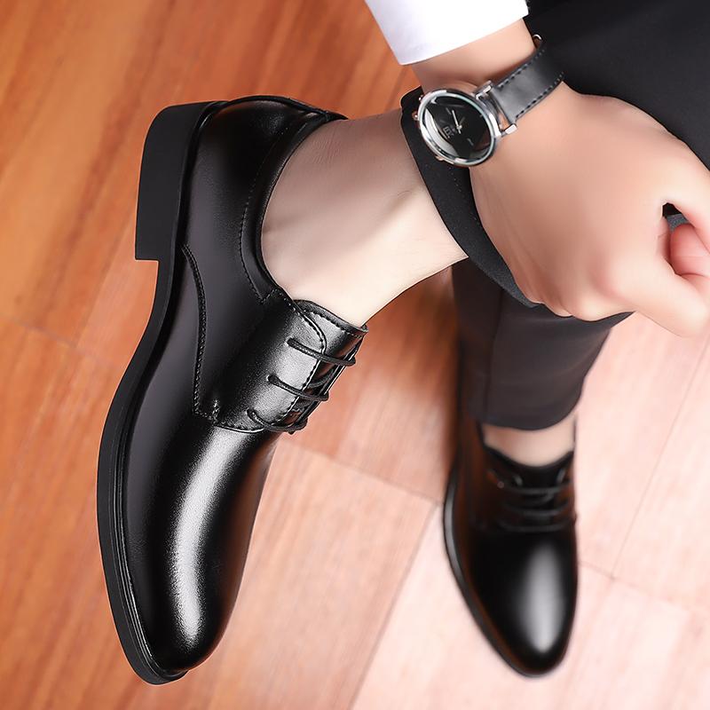 Fashion Lace-Up Men Casual Dress Shoes Men's Fashion Fashion Oxford Shoes Comfortable Male Leather Flats Classic Men Shoes for Wedding