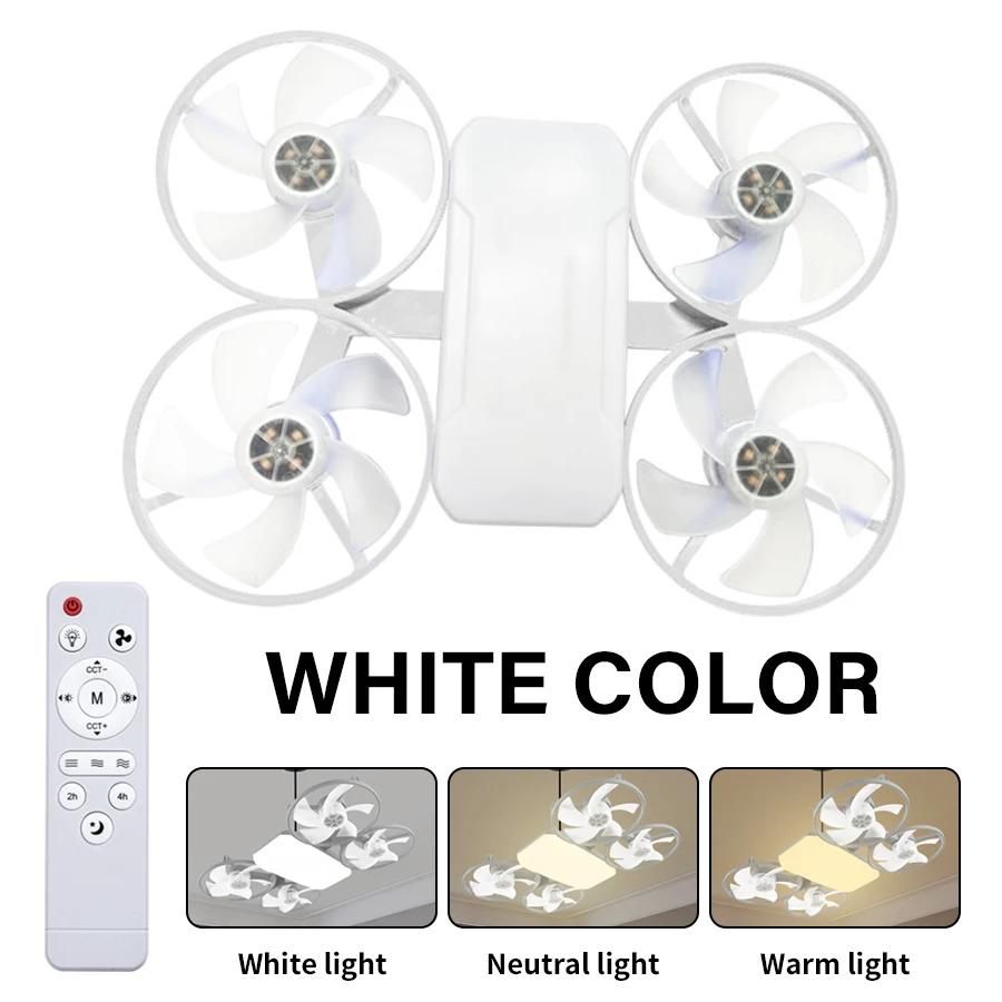 

2 in 1 LED E27 Ceiling Fan Light AC 110-220V with Remote 3 Color Temp 3 Speeds Dimmable Adjustable for Bedroom Home Restaurant 4 білий