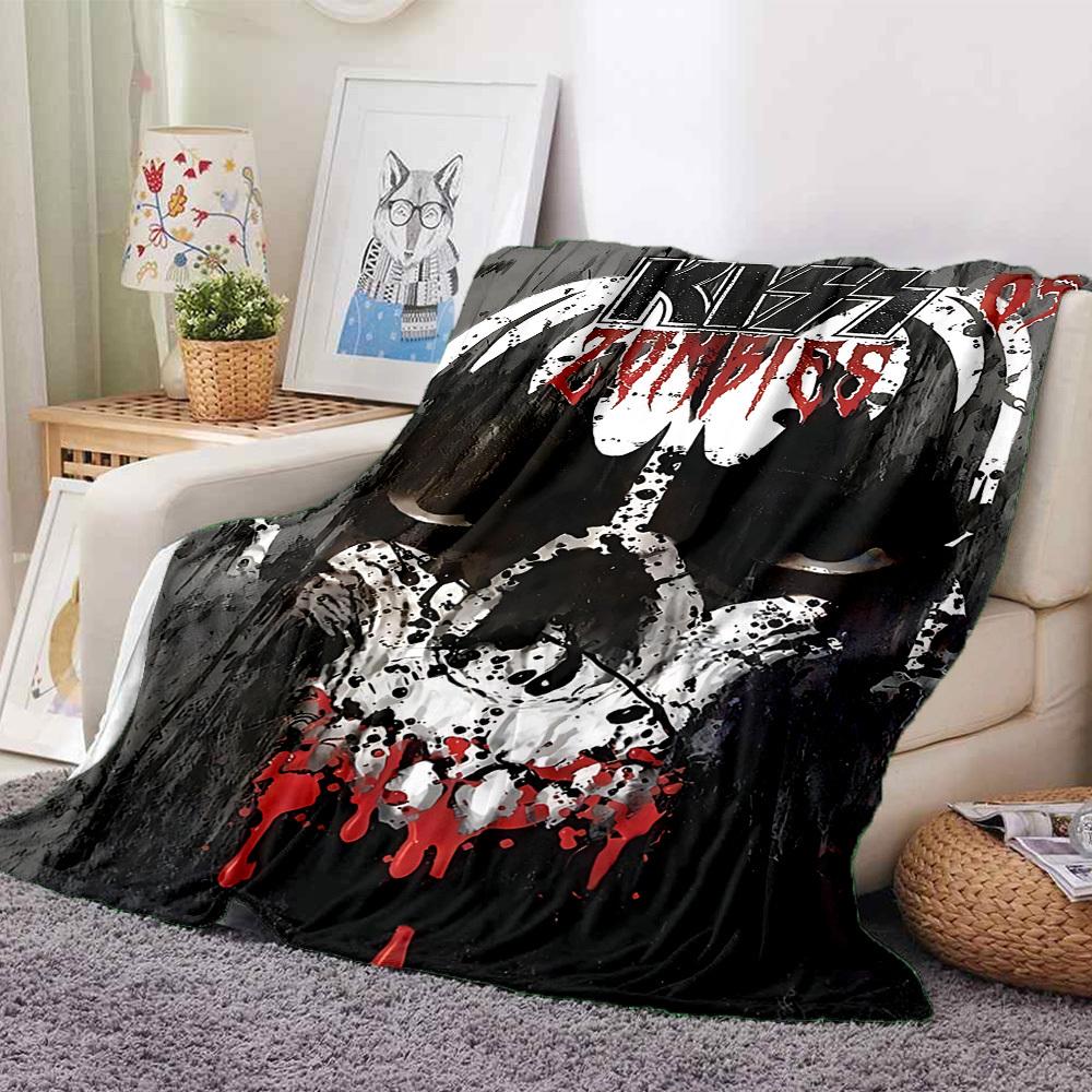 1 Stück Kiss Zombies, Horror-Decke Weiche Ganzjahres-Kuscheldecke mit lebendigem Design, Perfekt für Zuhause, Reisen und Geschenke, Ideal für Nickerchen und Camping