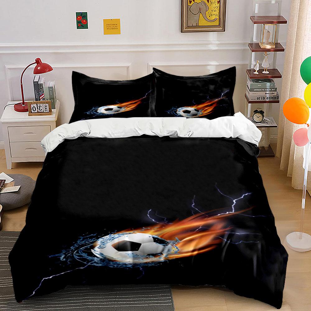 Flaming Soccer Ball Design. Bedding Sets Duvet Cover Sets Duvet Covers Pillowcases(1 * Duvet Cover 2 * Pillowcases Without Duvet Insert)