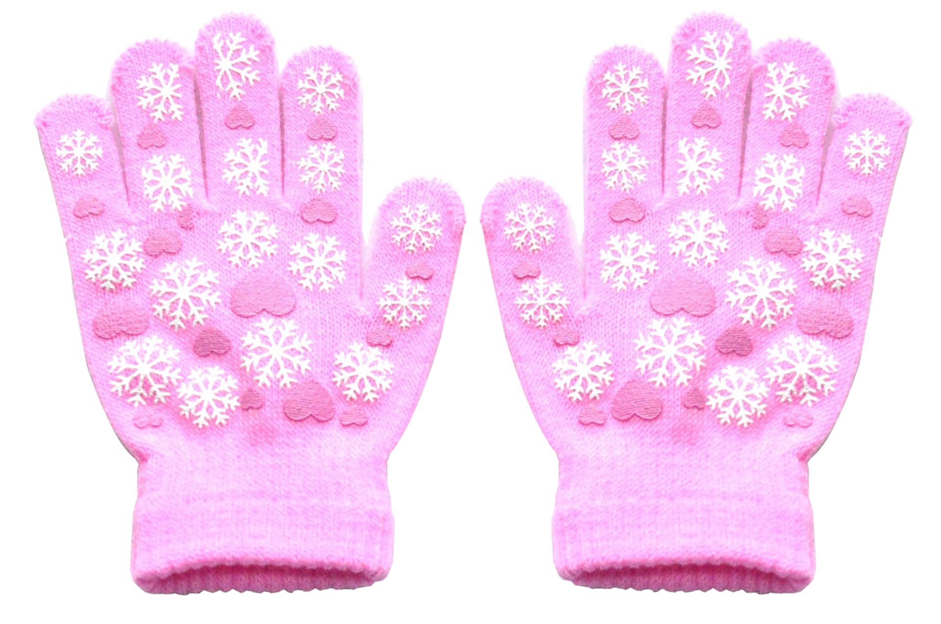 

eigenn Knit for Boys and Cold Snow Snow and Heart Suitable for Elementary School Ages Kids Gloves, Five-Finger, Girls, Protection, Fall/Winter, Play, розовый