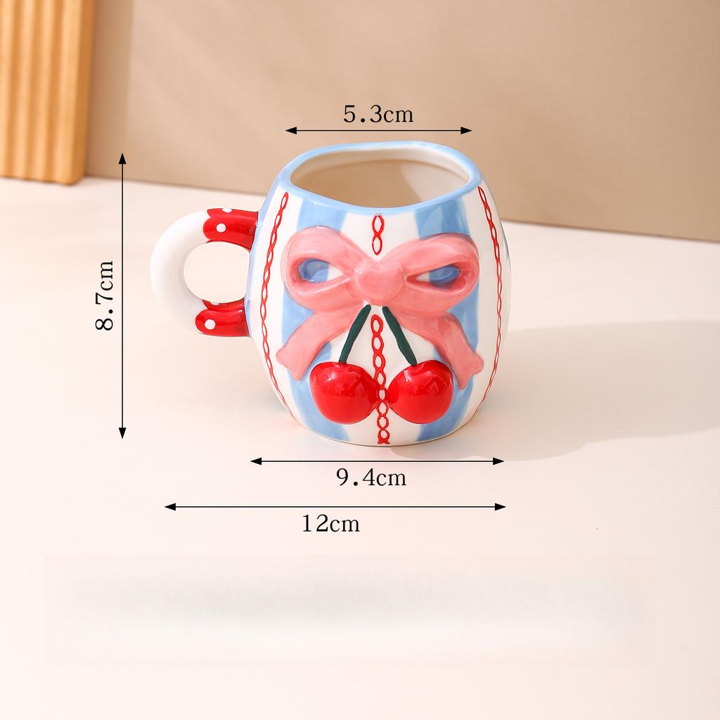 Kreative Dreidimensionale Kirschkeramiktasse Schleifenförmige Tasse Haushaltswasserbecher