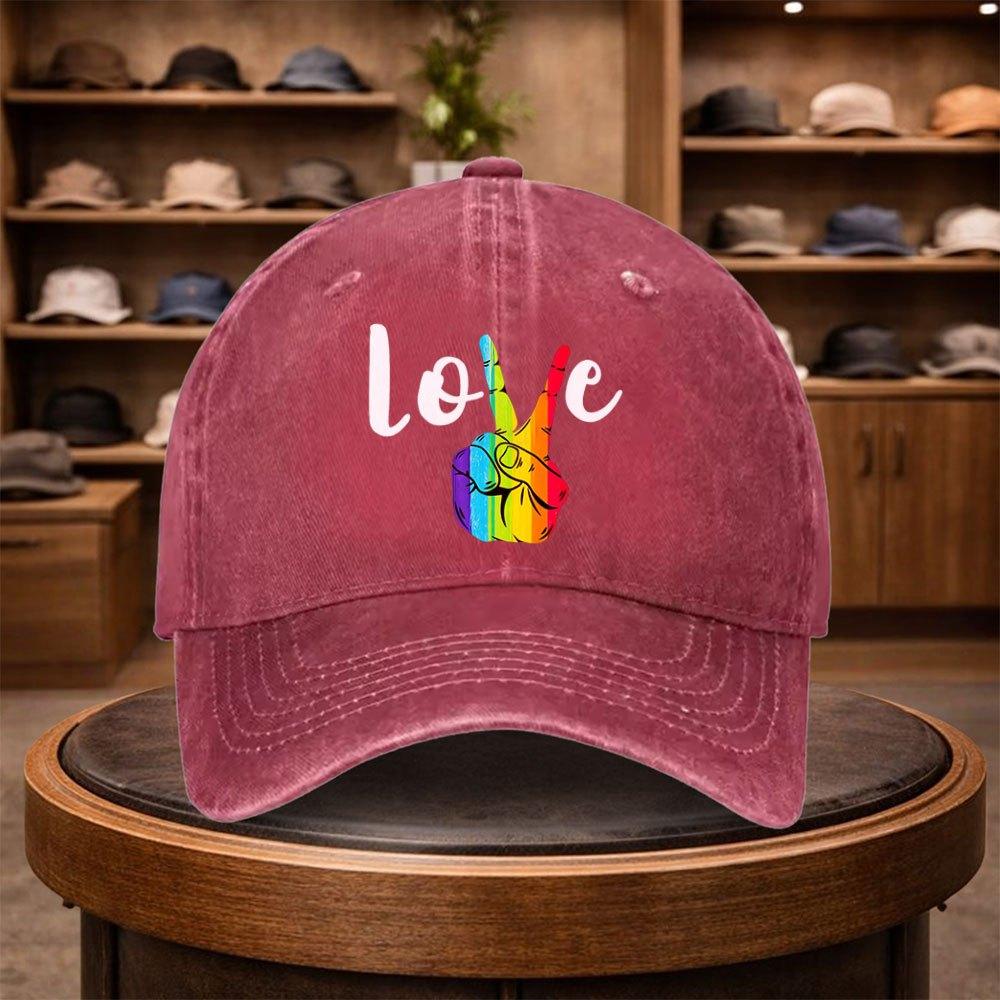 Mens Rainbow Peace Sign Baseball Cap Outdoor Fashion Adjustable Casual Hat Urban Style Lightweight Fashion Duckbill Cap Fo
