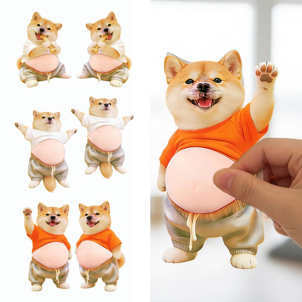 3D Shiba Inu Dog Belly Pinching Stickers Creative Cartoon Stress Relief Stickers Decoration For Phone Notebook Gifts