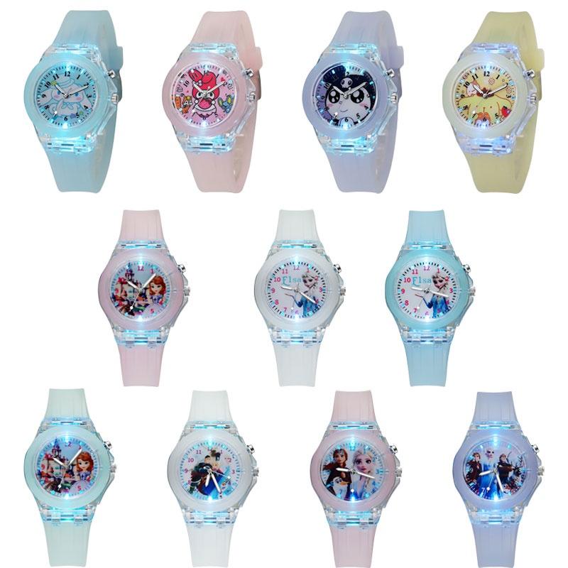 Popular Cartoon Led Silicone Kids Watch Girls' Night Light Glow Watch Wholesale