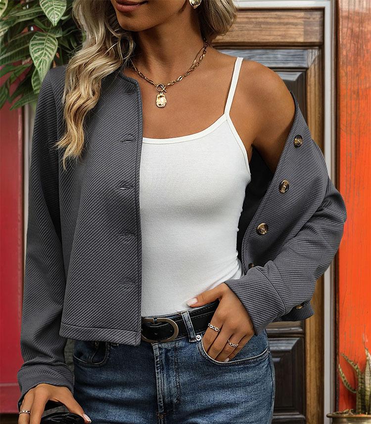 Casual Long Sleeve Jacket Outerwear Office Lady Spring Autumn Elegant Solid Coat For Women Female Top