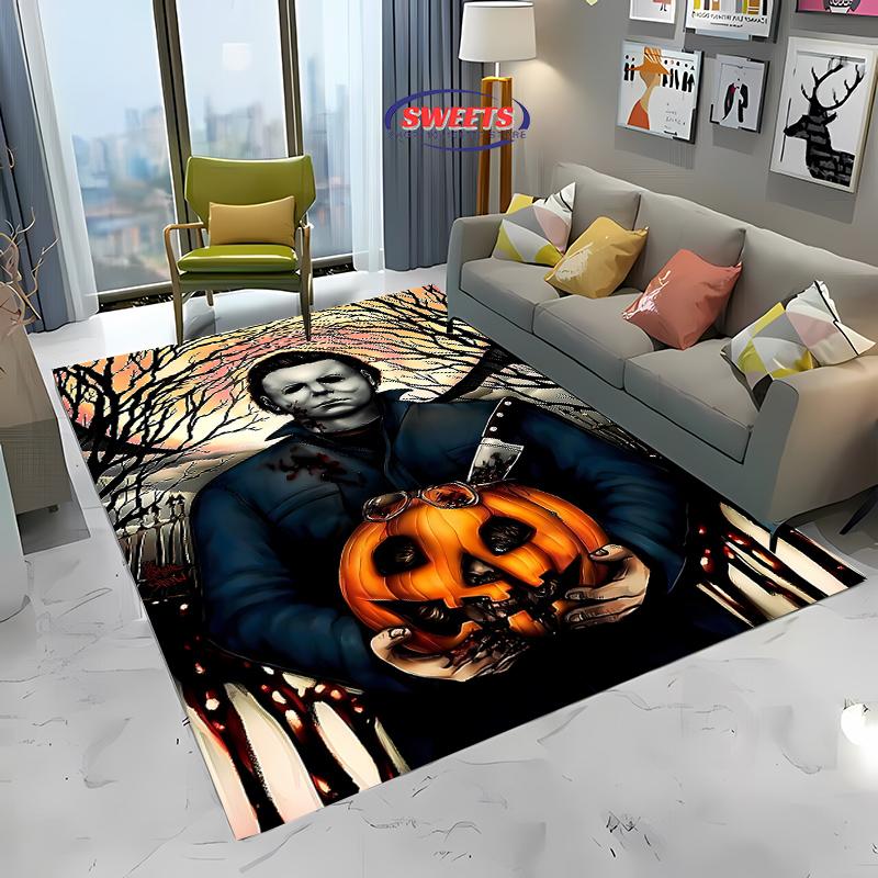 1PC M-Michael M-Myers Halloween Horror Carpet Soft Rug for Living Room Dining Room Playroom Floor Decor All Season Mat