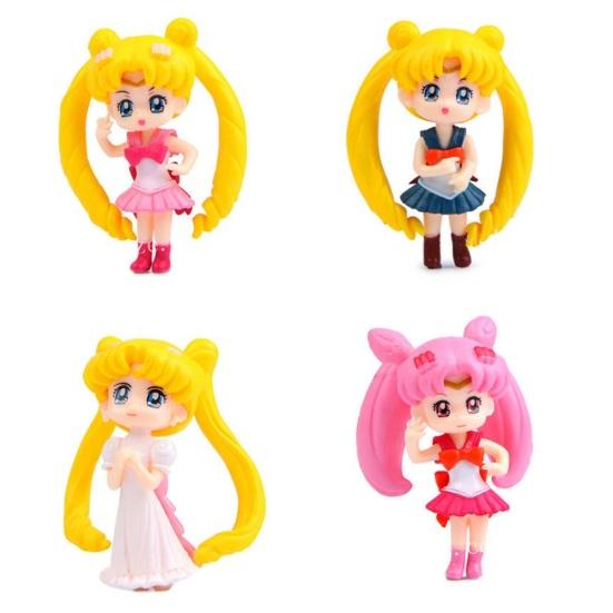 4Pcs Anime Sailor Moon Figurine Model Toy Desktop Table Ornament Cake Decor