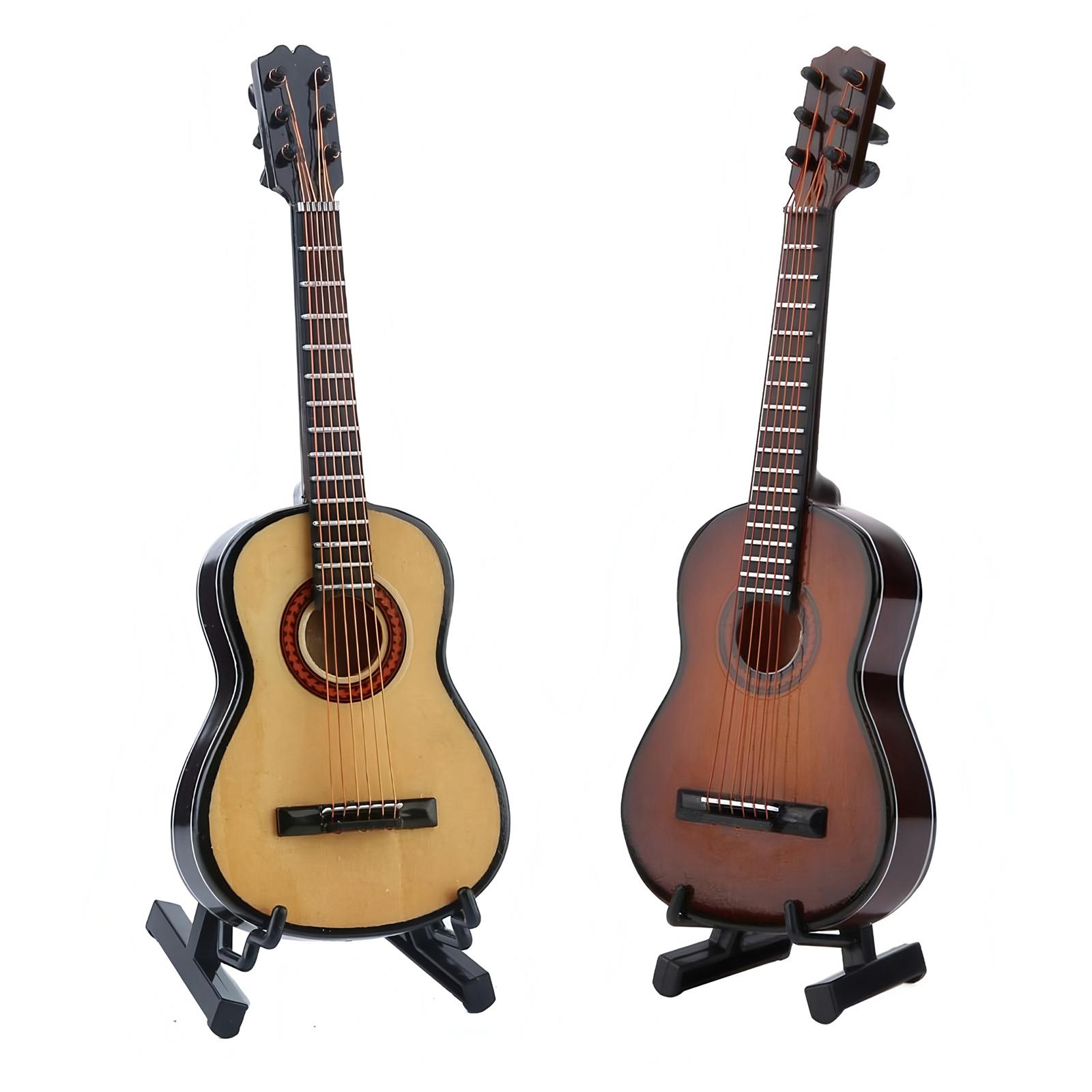 

2pcs Miniature Guitar Model with Stand 15cm Mini 6 Strings Classic Guitar Gift for Musical Instrument Lovers