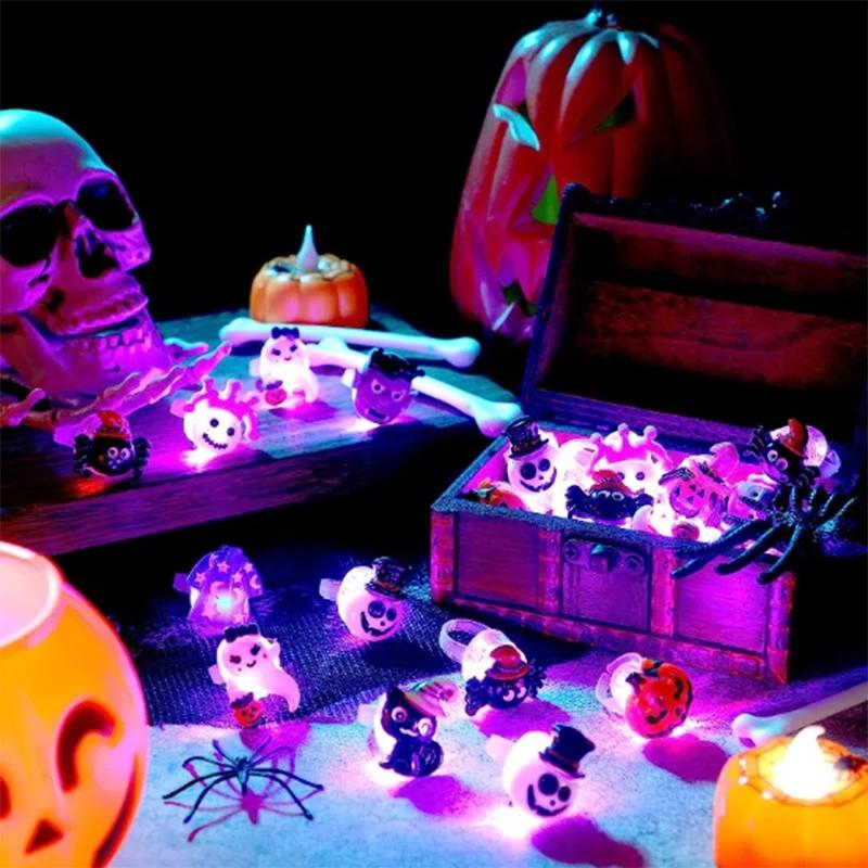 Halloween Light Up Glowing Rings Christmas Party Favors LED Rings Flashing Glowing Finger Rings Fun Props for Kids Adults