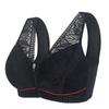 Plus Size Lace Front Zipper Wirefree Bra – Soft Cotton Cup for Middle-Aged & Elderly Women