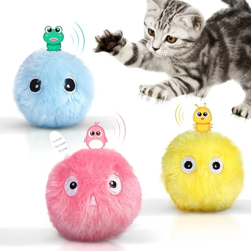 Cat Plush Toys, Interactive Ball Cat Training Toys, Pet Toys, Ball Cat Vocal Toys, Self-Entertainment Artifacts, Cute Plush Pom-Pom Cats