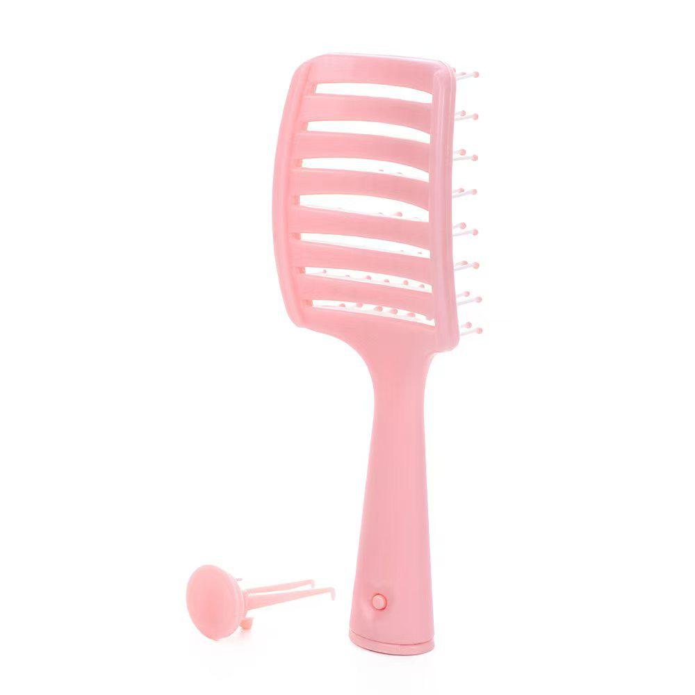 Compact Fluffy Massage Comb with Cleaning Claw - Long Handle for Hair Styling and Care